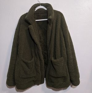 Romwe Green Teddy Coat